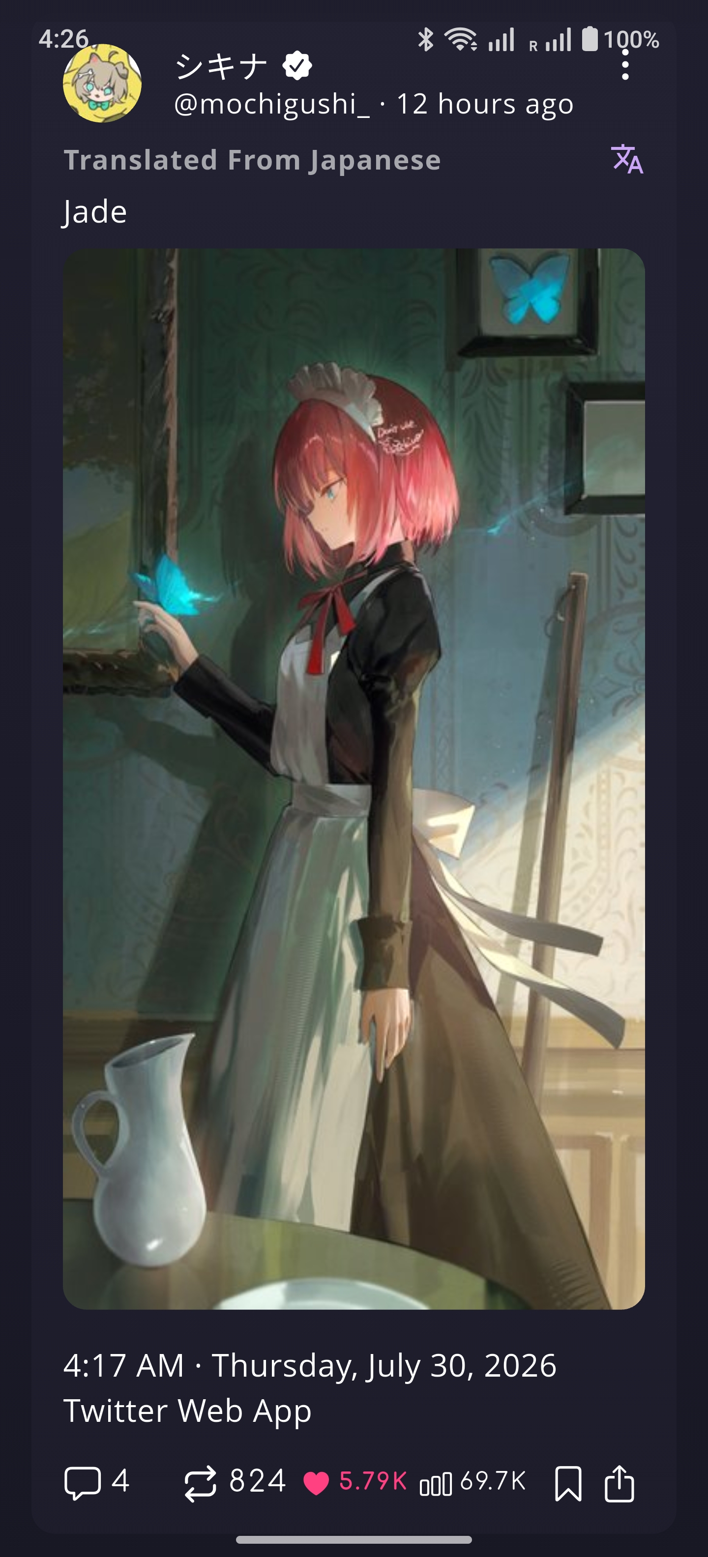 reHarpy home timeline with translated Japanese posts and themed UI